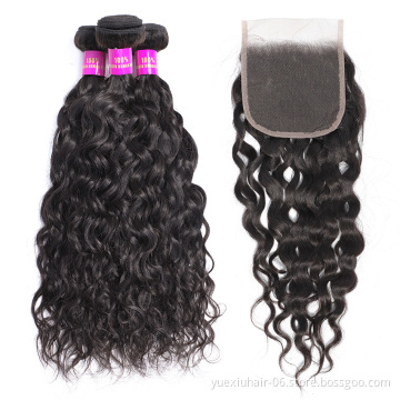 Human Hair Womens Toupee Brazilian Virgin Human Hair Bundles With Silk Base Lace Closure